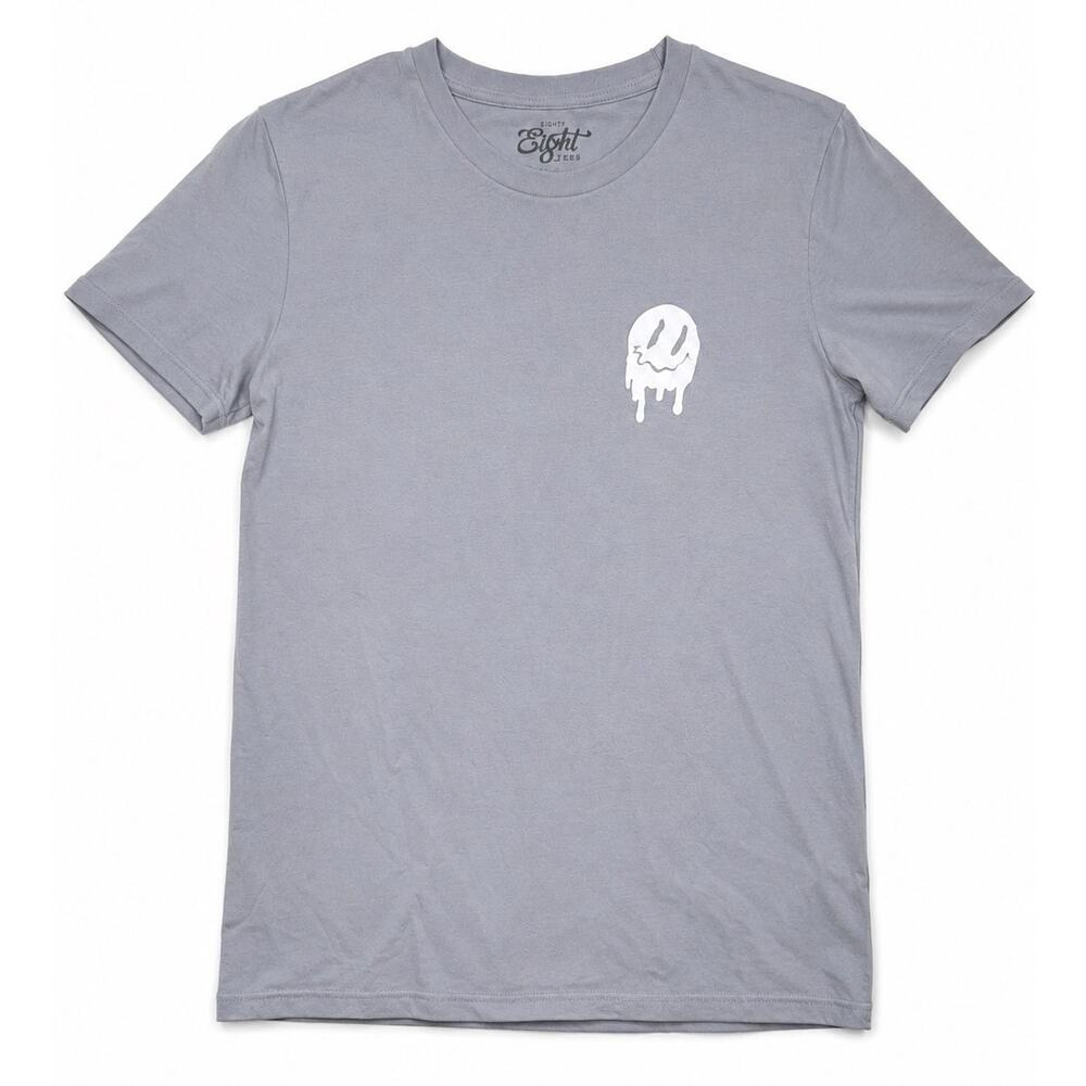 Eighty Eight “Good Times Ahead” Graphic Tee | Gray Drip Smiley Shirt Size Medium